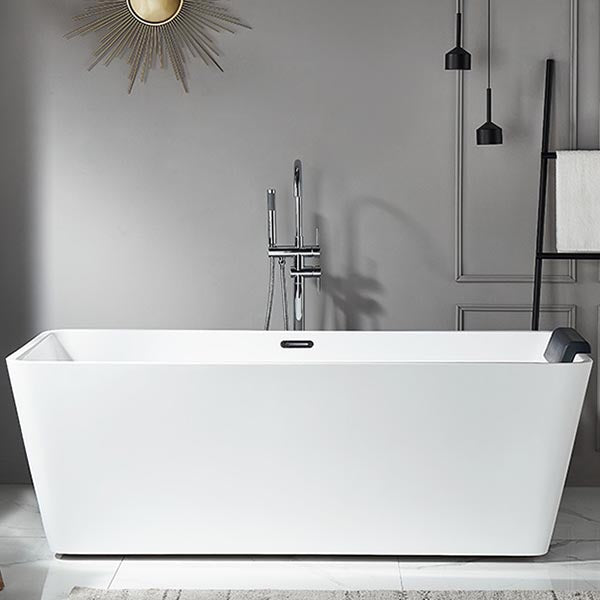 Modern Acrylic Home Bathtub Rectangular Freestanding Bath Tub in White