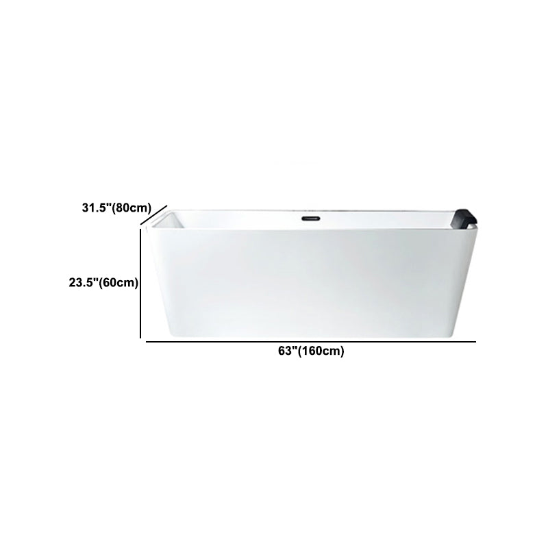Modern Acrylic Home Bathtub Rectangular Freestanding Bath Tub in White