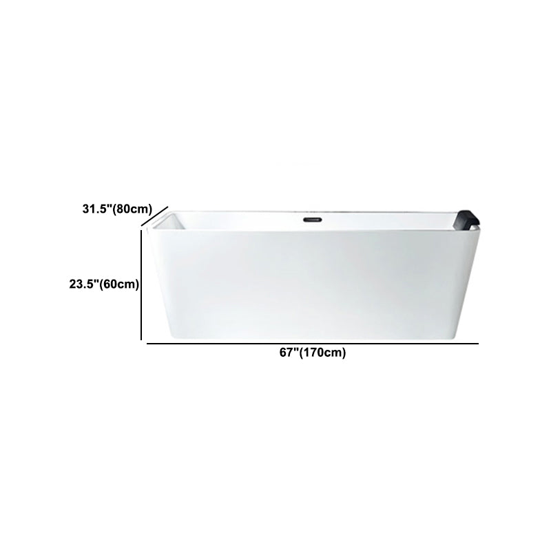Modern Acrylic Home Bathtub Rectangular Freestanding Bath Tub in White