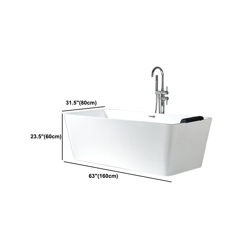 Modern Acrylic Home Bathtub Rectangular Freestanding Bath Tub in White