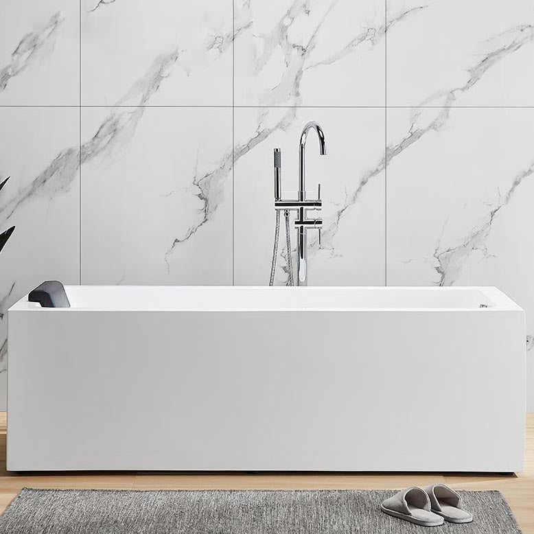 Modern Freestanding Rectangular Bath Tub Acrylic Home Bathtub in White