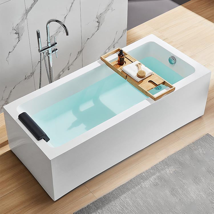 Modern Freestanding Rectangular Bath Tub Acrylic Home Bathtub in White