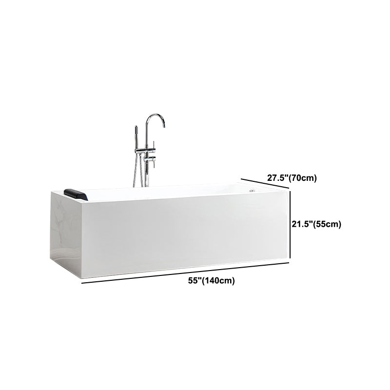 Modern Freestanding Rectangular Bath Tub Acrylic Home Bathtub in White