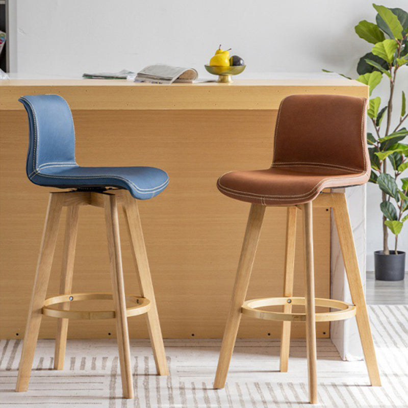 Contemporary Home Low Back Stool Matte Finish Leather Barstool