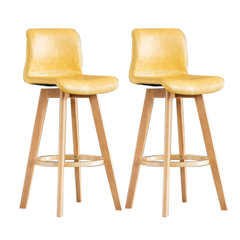 Contemporary Home Low Back Stool Matte Finish Leather Barstool