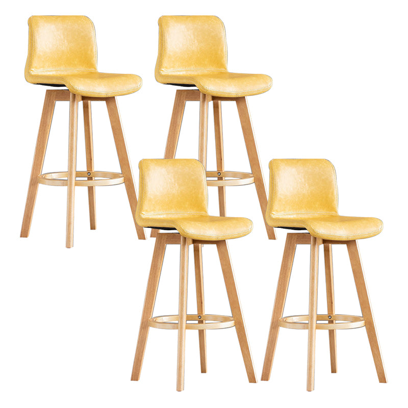 Contemporary Home Low Back Stool Matte Finish Leather Barstool
