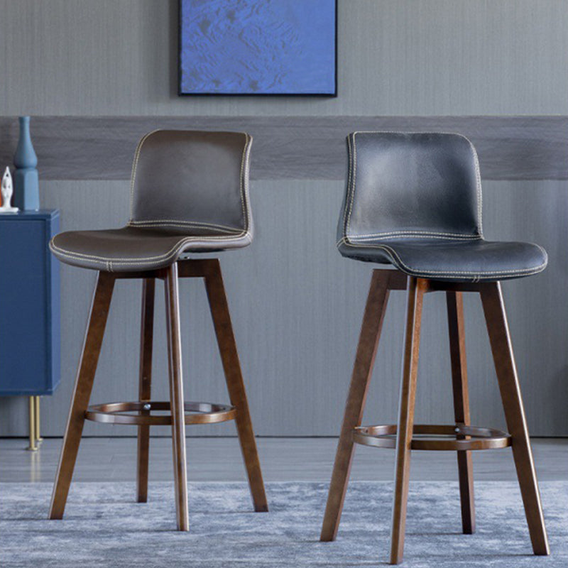 Contemporary Home Low Back Stool Matte Finish Leather Barstool