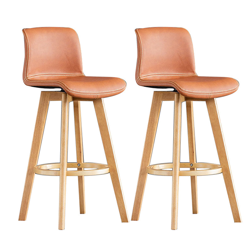 Contemporary Home Low Back Stool Matte Finish Leather Barstool