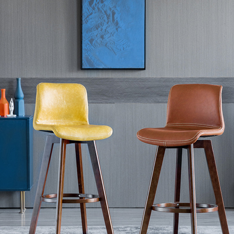 Contemporary Home Low Back Stool Matte Finish Leather Barstool