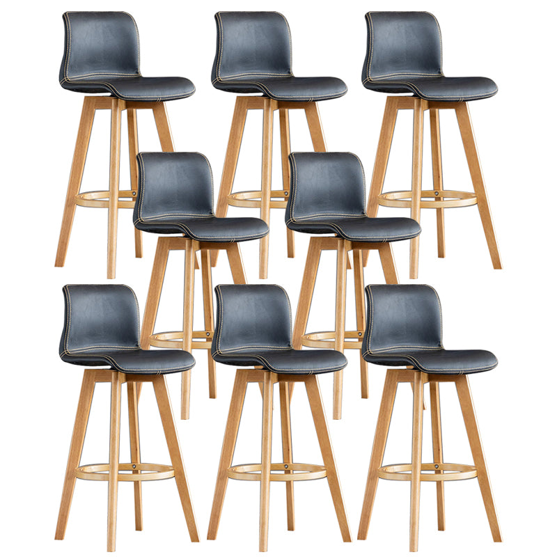 Contemporary Home Low Back Stool Matte Finish Leather Barstool
