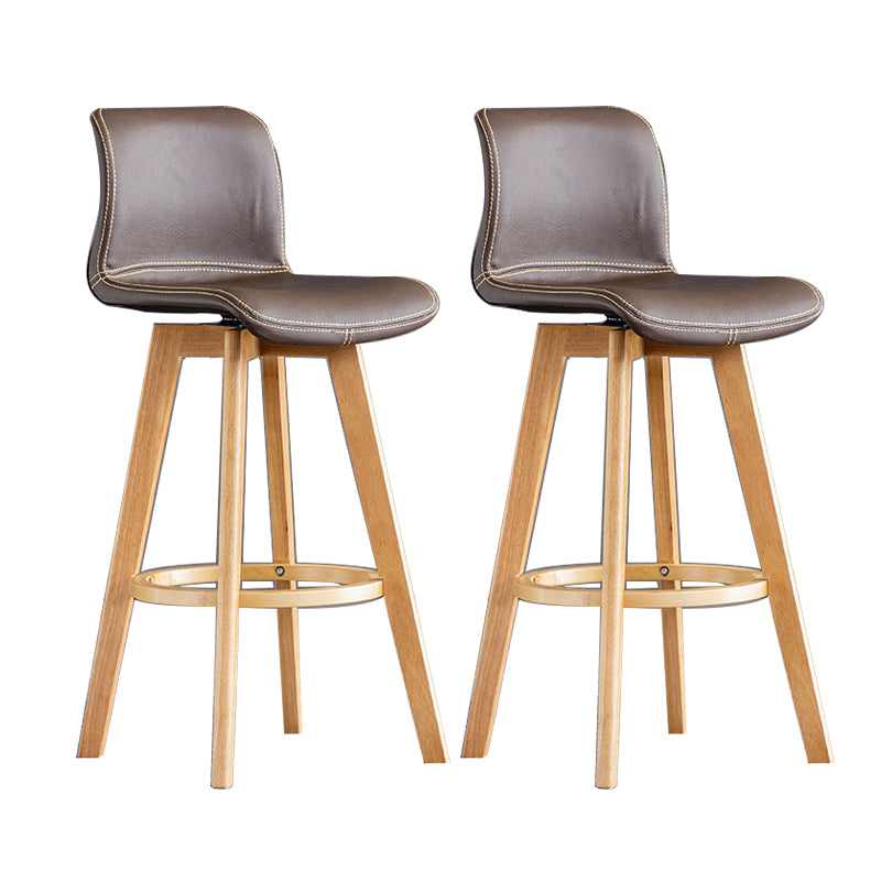 Contemporary Home Low Back Stool Matte Finish Leather Barstool