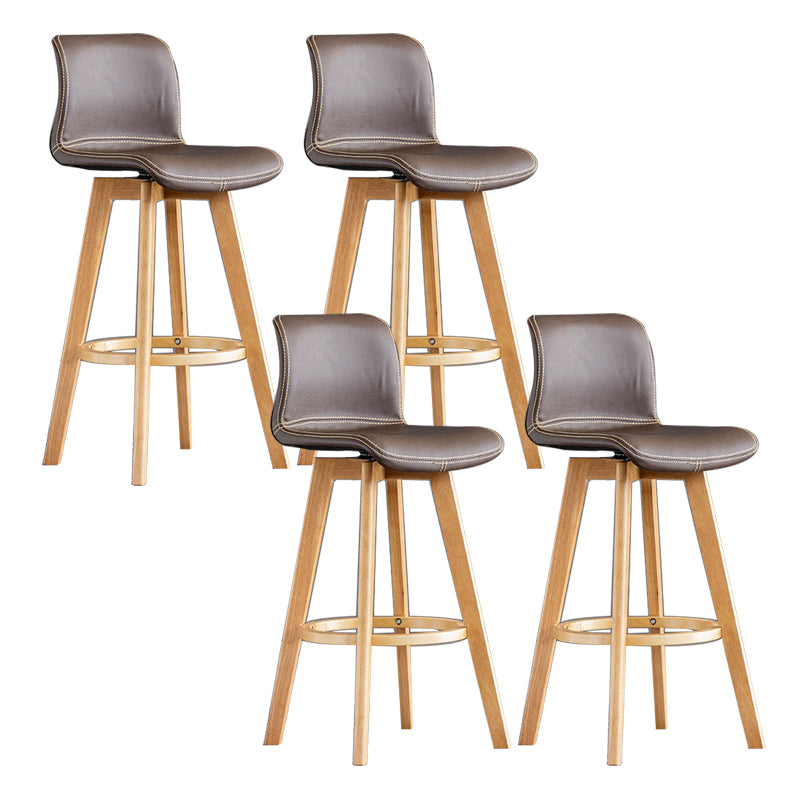 Contemporary Home Low Back Stool Matte Finish Leather Barstool