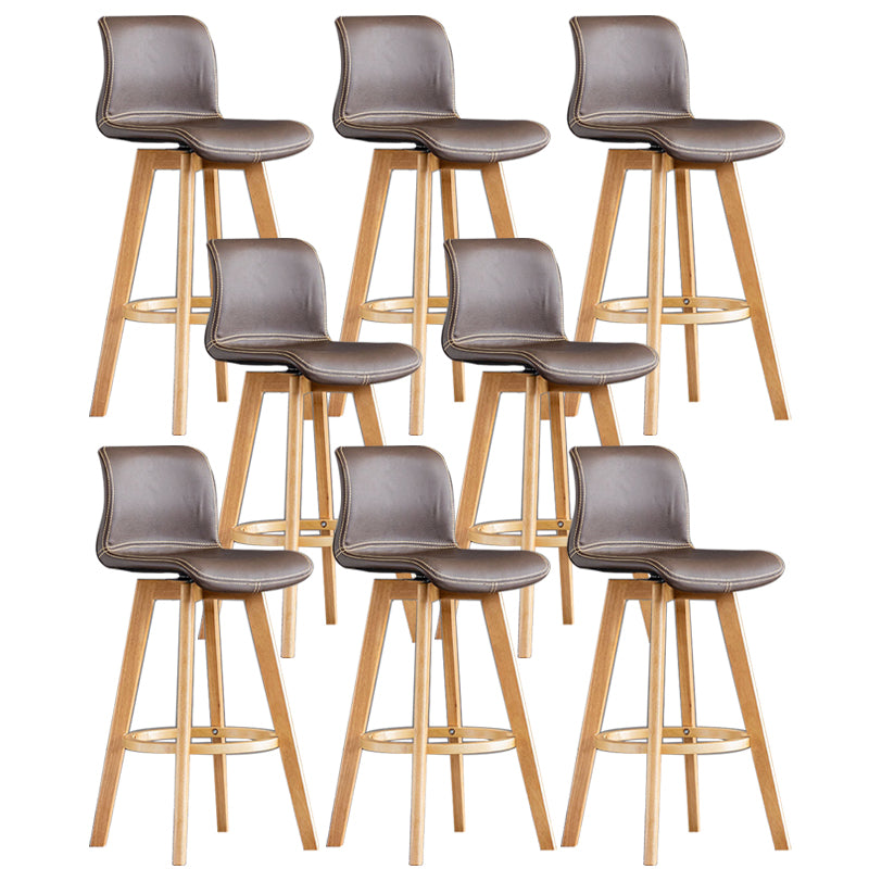 Contemporary Home Low Back Stool Matte Finish Leather Barstool