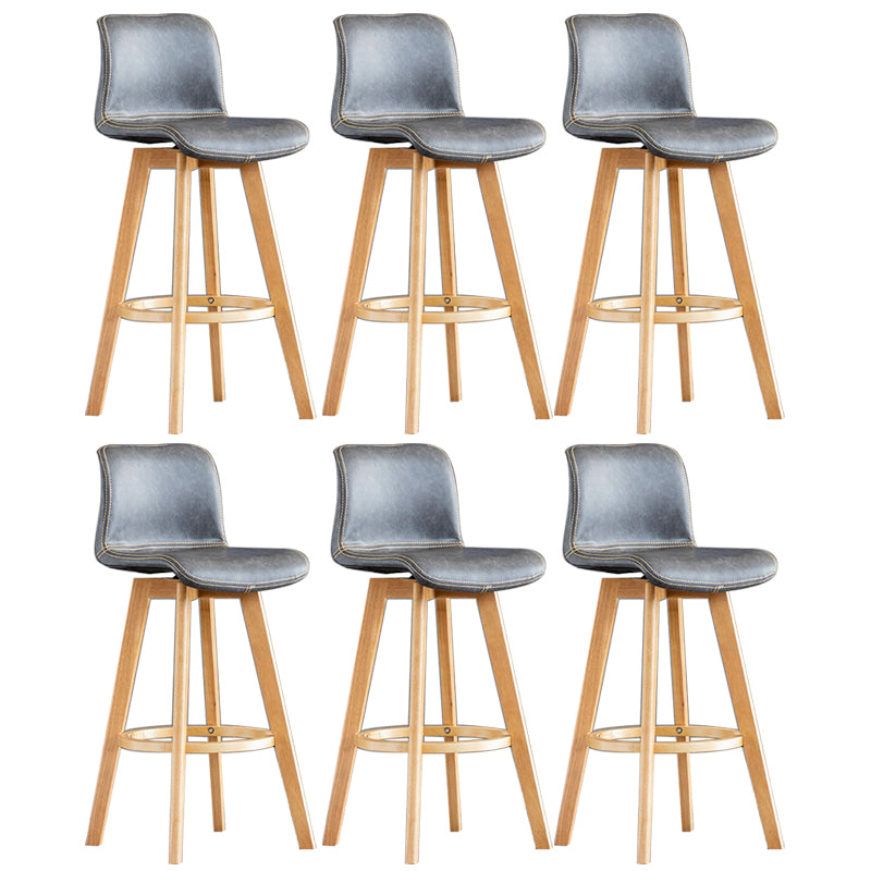 Contemporary Home Low Back Stool Matte Finish Leather Barstool