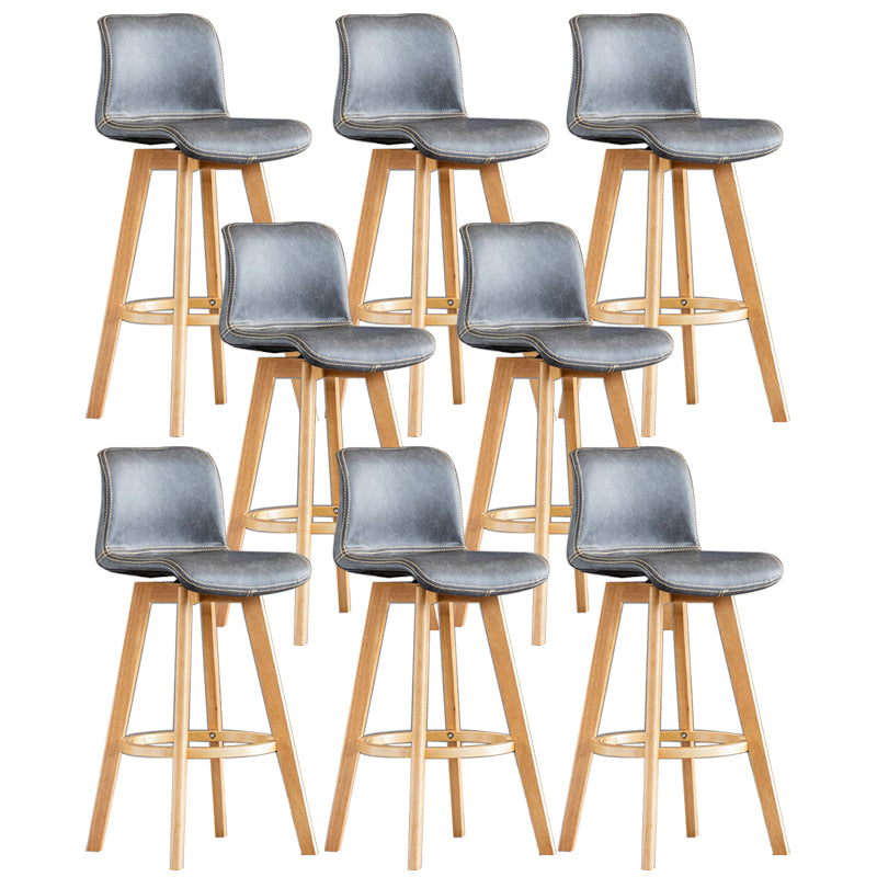 Contemporary Home Low Back Stool Matte Finish Leather Barstool