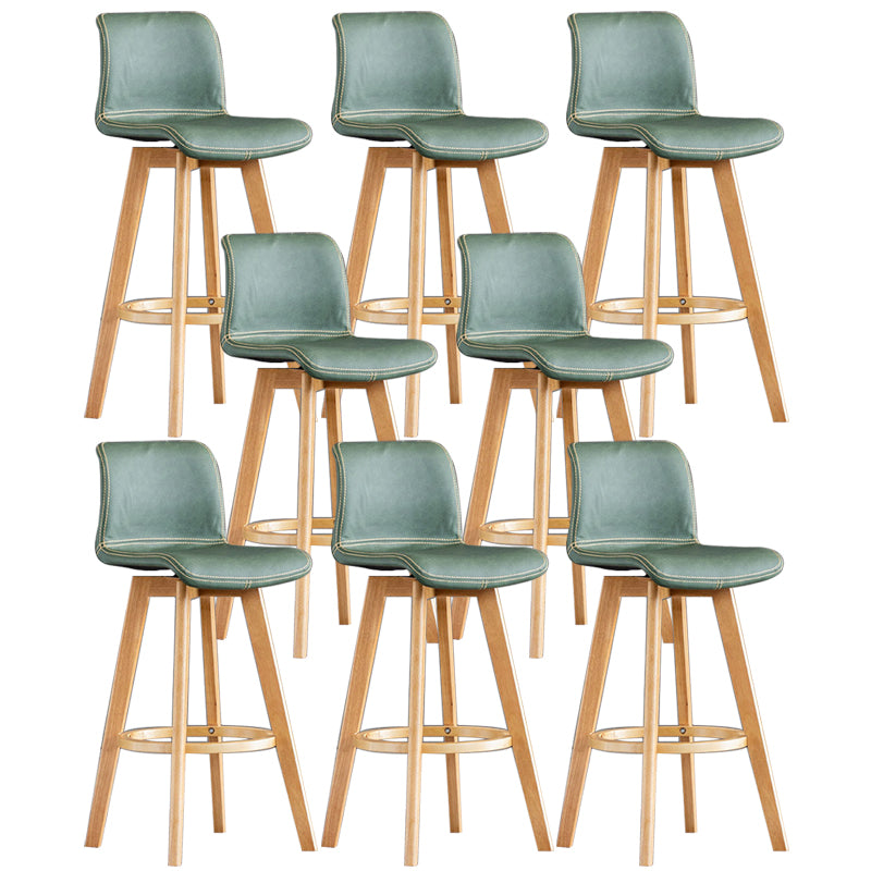 Contemporary Home Low Back Stool Matte Finish Leather Barstool