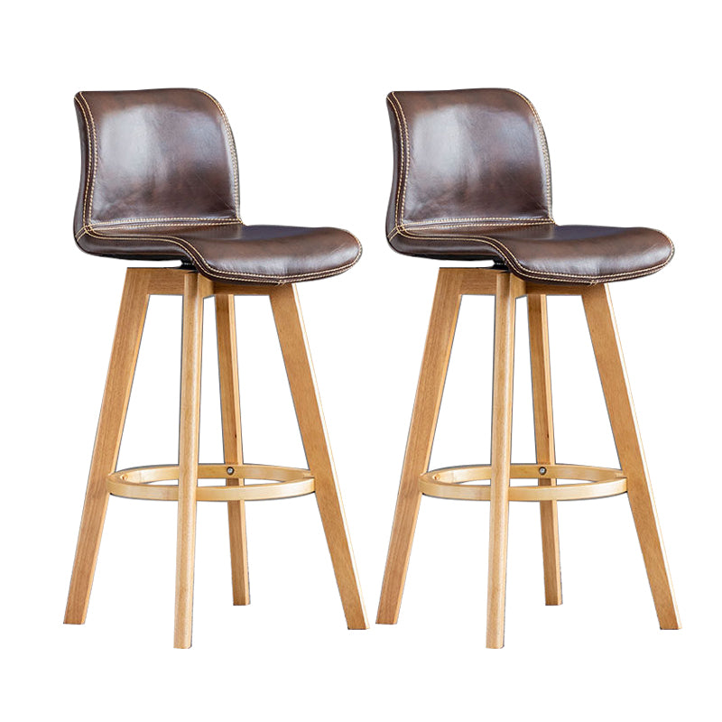 Contemporary Home Low Back Stool Matte Finish Leather Barstool