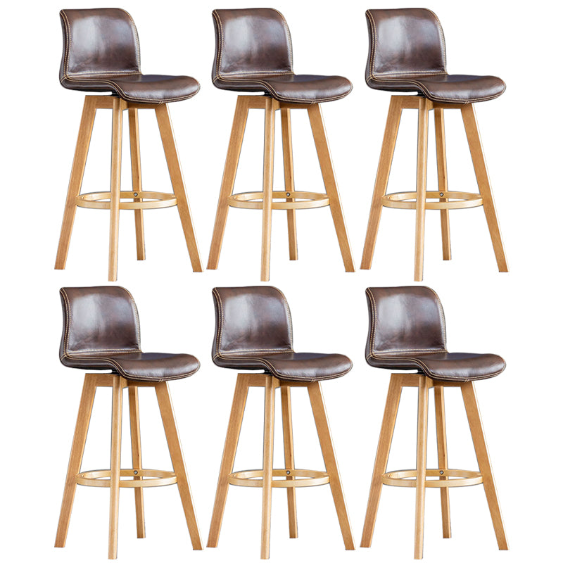 Contemporary Home Low Back Stool Matte Finish Leather Barstool
