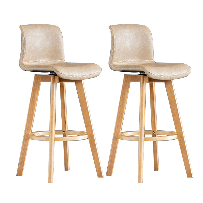 Contemporary Home Low Back Stool Matte Finish Leather Barstool