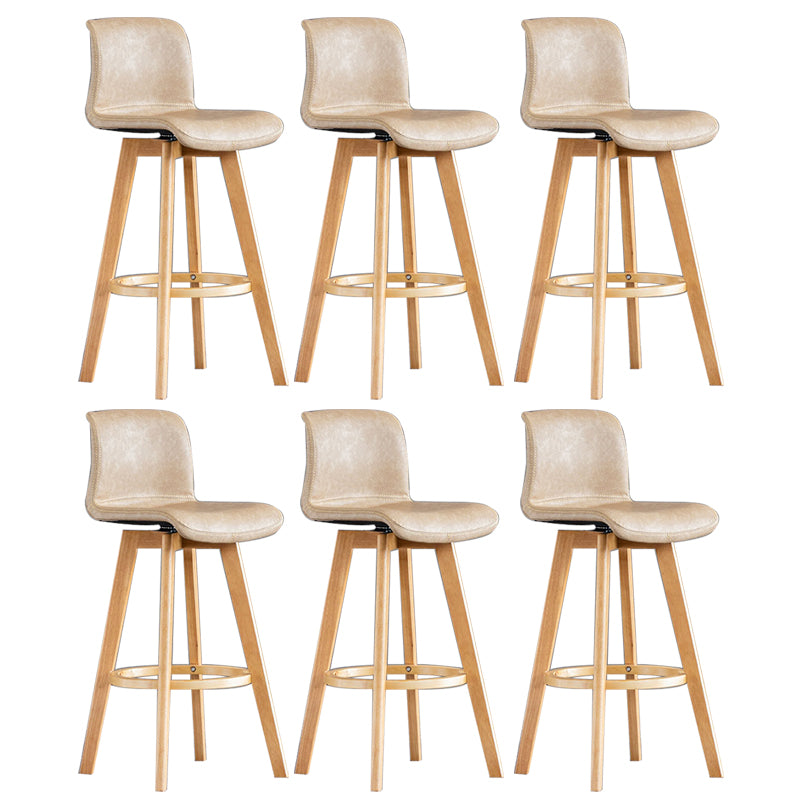 Contemporary Home Low Back Stool Matte Finish Leather Barstool
