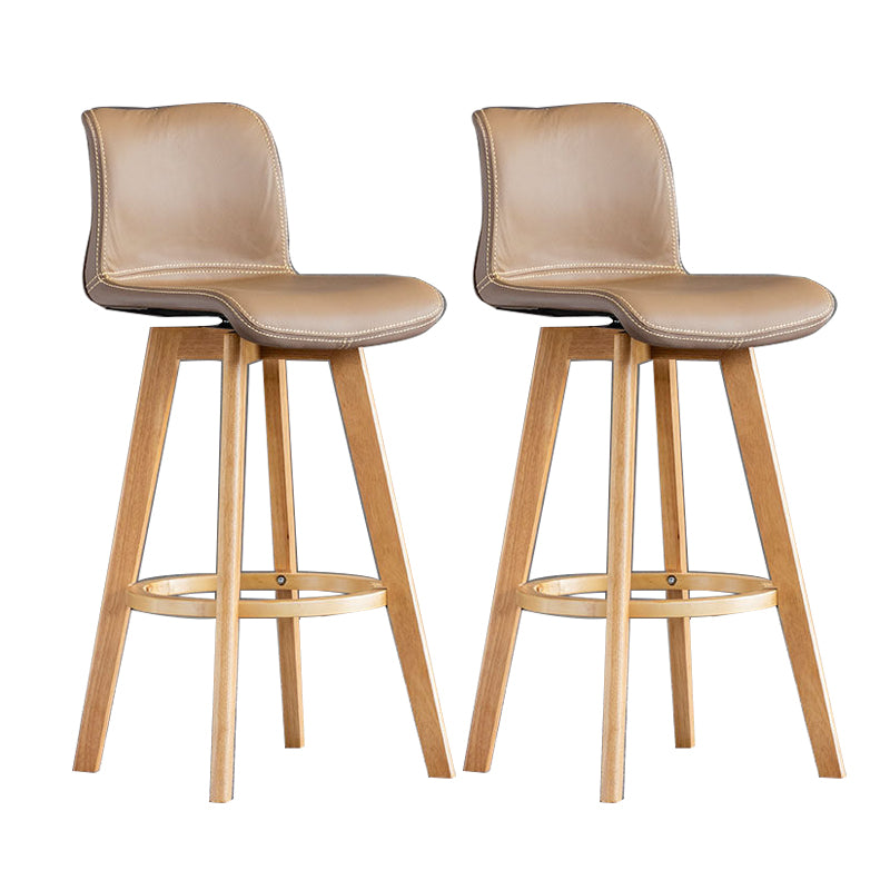 Contemporary Home Low Back Stool Matte Finish Leather Barstool
