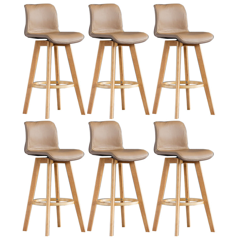 Contemporary Home Low Back Stool Matte Finish Leather Barstool