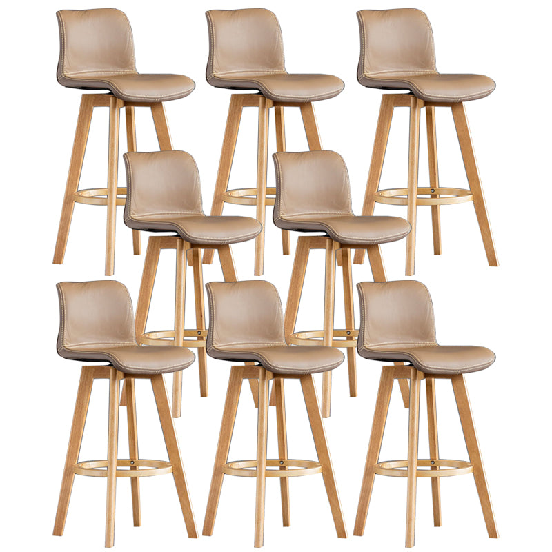 Contemporary Home Low Back Stool Matte Finish Leather Barstool