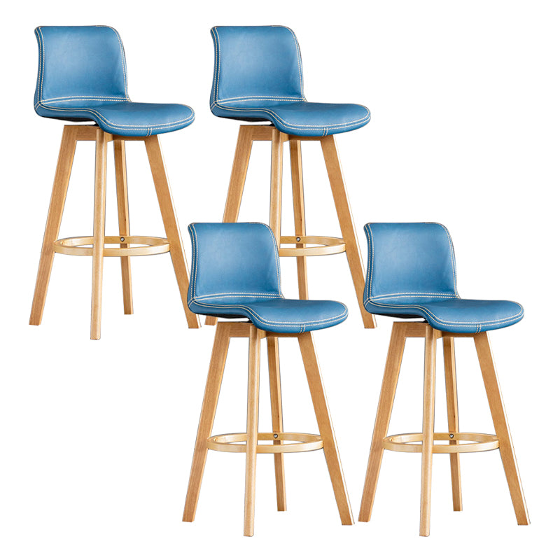 Contemporary Home Low Back Stool Matte Finish Leather Barstool