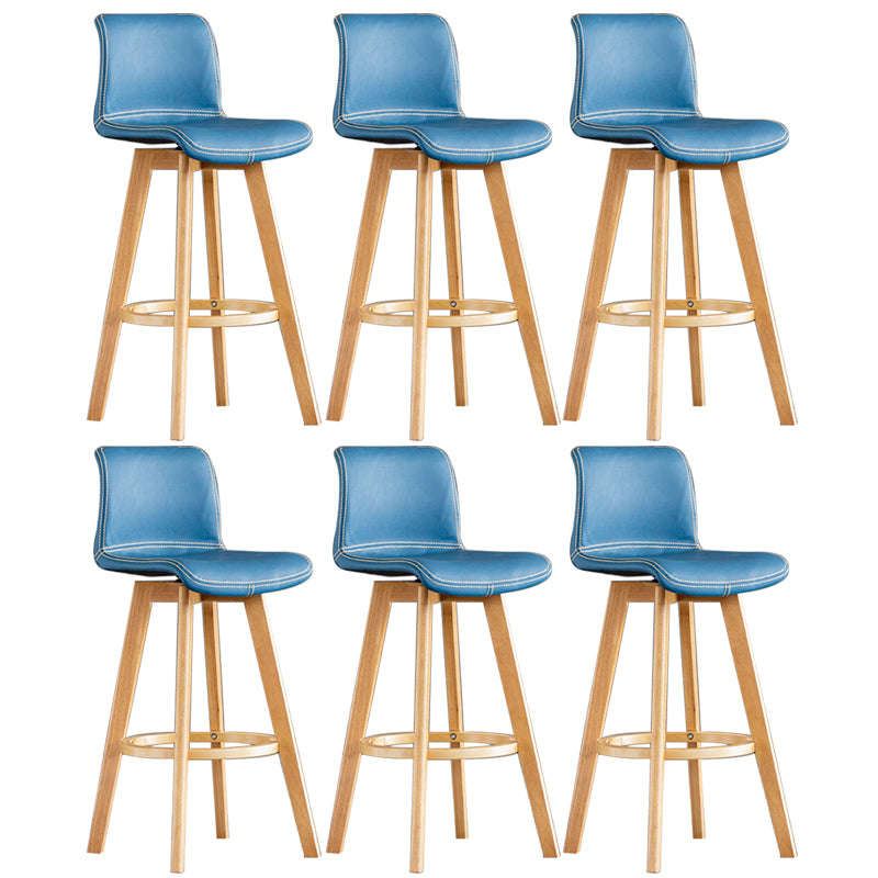 Contemporary Home Low Back Stool Matte Finish Leather Barstool