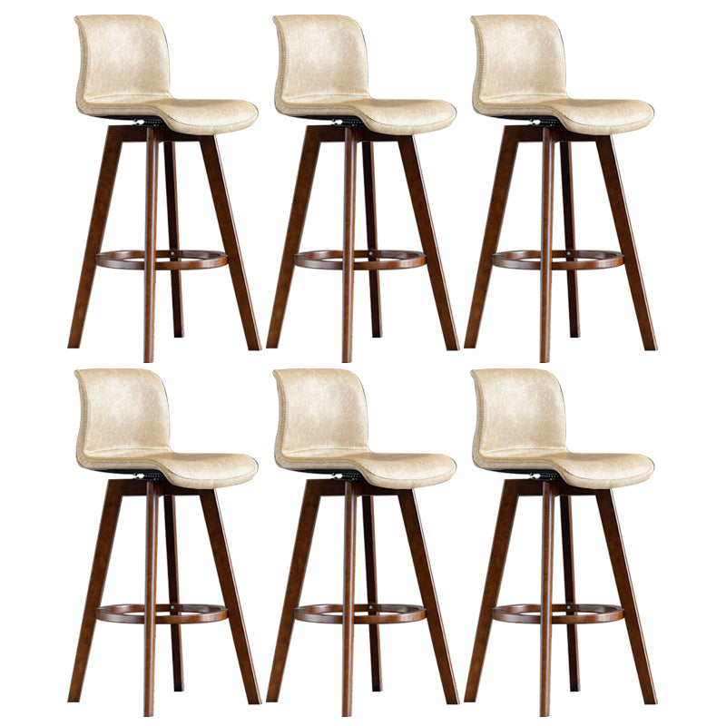 Contemporary Home Low Back Stool Matte Finish Leather Barstool