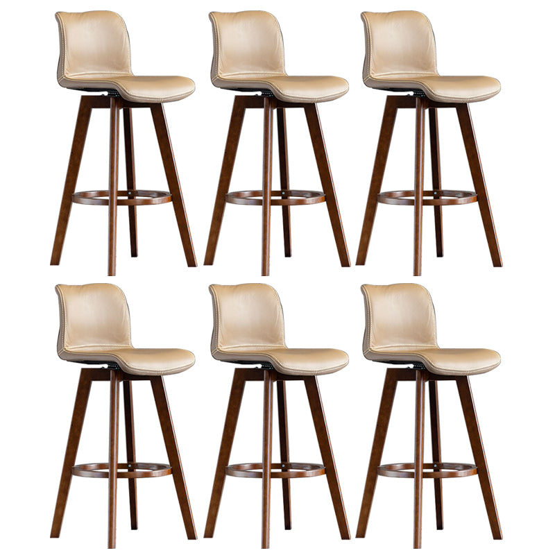 Contemporary Home Low Back Stool Matte Finish Leather Barstool