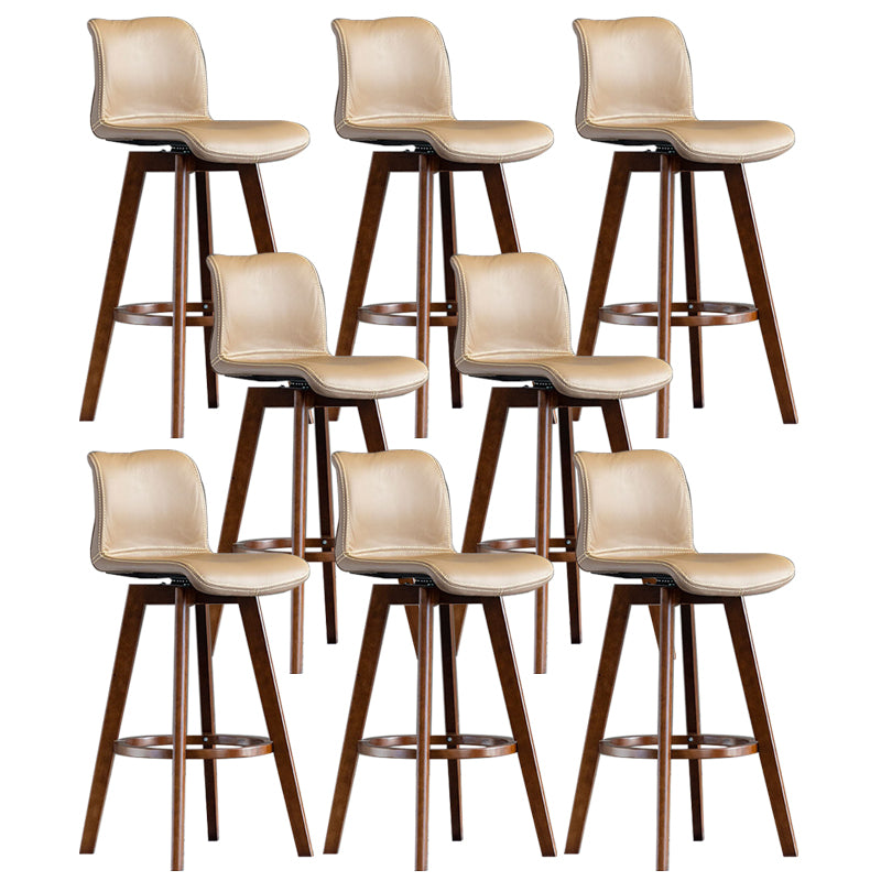 Contemporary Home Low Back Stool Matte Finish Leather Barstool