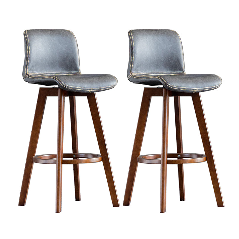 Contemporary Home Low Back Stool Matte Finish Leather Barstool
