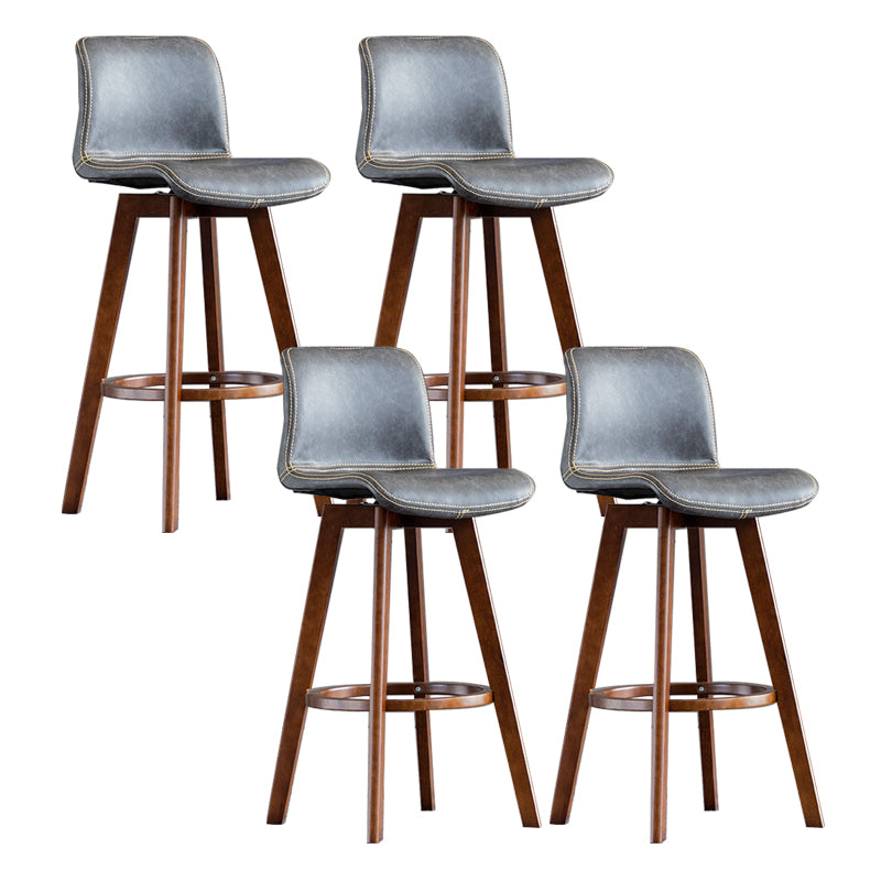 Contemporary Home Low Back Stool Matte Finish Leather Barstool