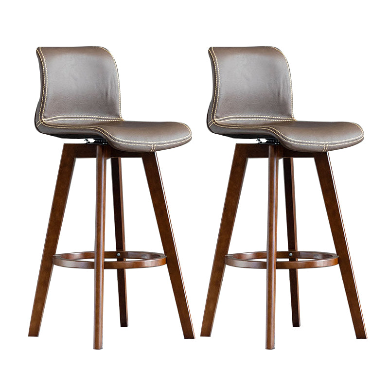 Contemporary Home Low Back Stool Matte Finish Leather Barstool