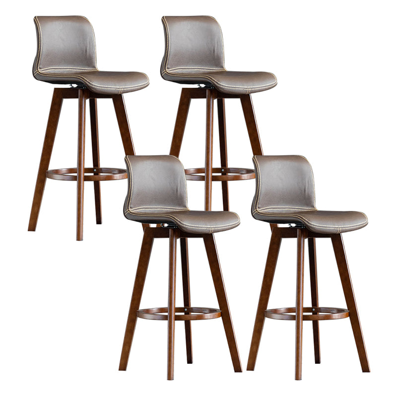 Contemporary Home Low Back Stool Matte Finish Leather Barstool