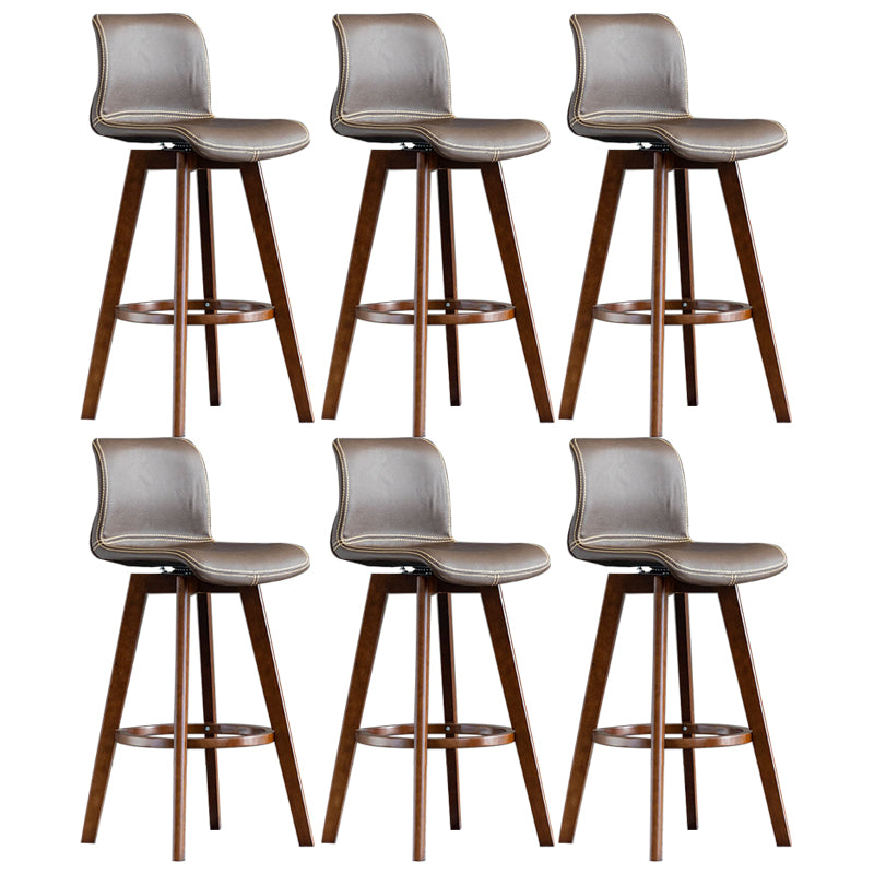 Contemporary Home Low Back Stool Matte Finish Leather Barstool