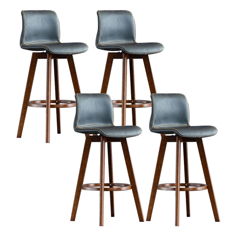 Contemporary Home Low Back Stool Matte Finish Leather Barstool