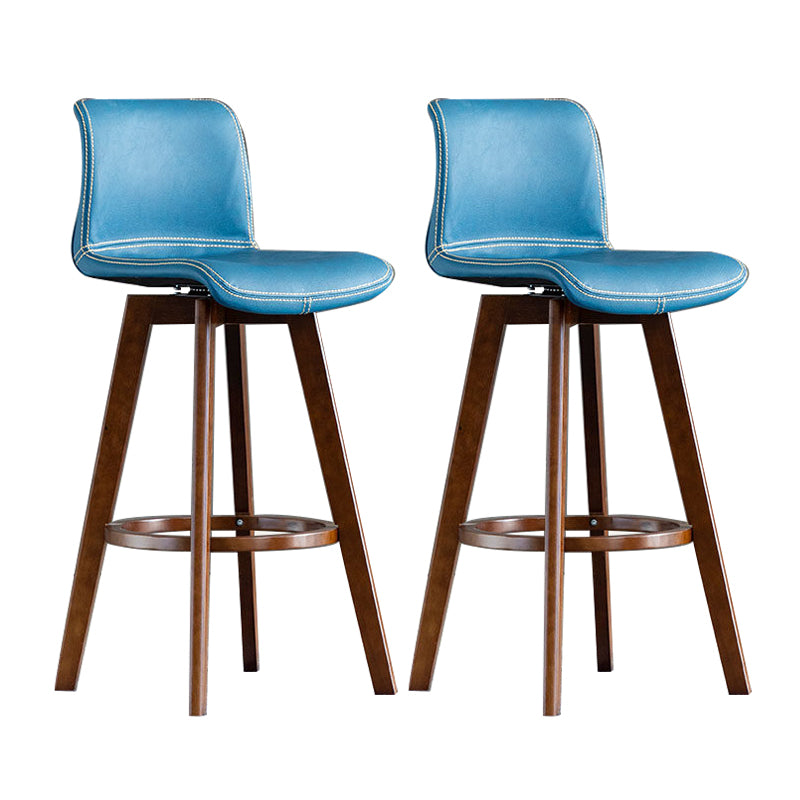 Contemporary Home Low Back Stool Matte Finish Leather Barstool