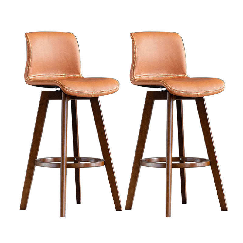 Contemporary Home Low Back Stool Matte Finish Leather Barstool
