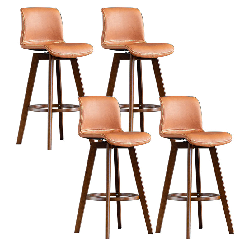 Contemporary Home Low Back Stool Matte Finish Leather Barstool