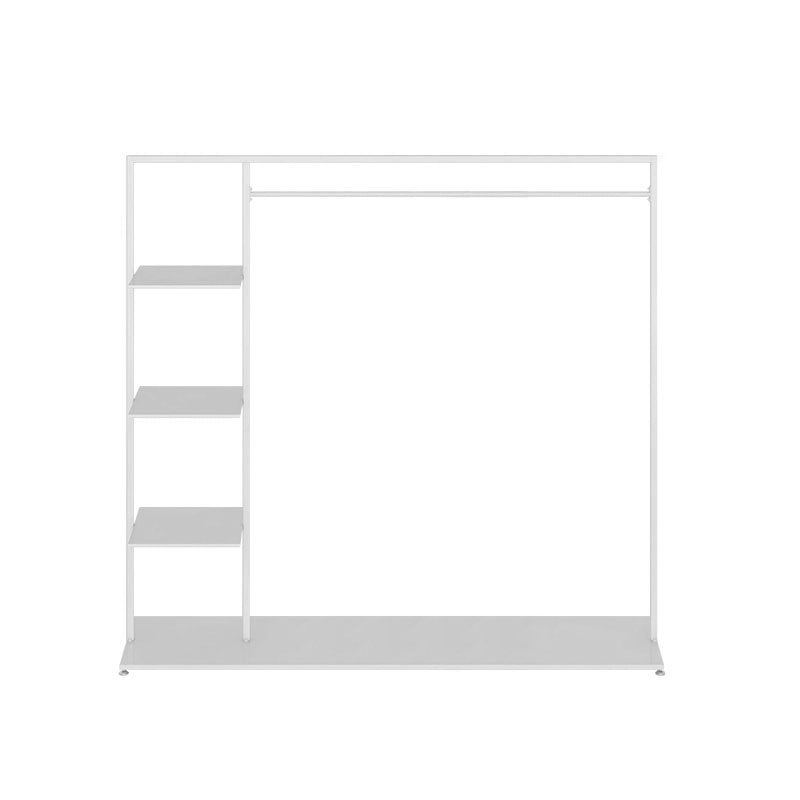 Modern Entryway Kit Hanging Rail and 3 Side Storage Shelves Coat Hanger