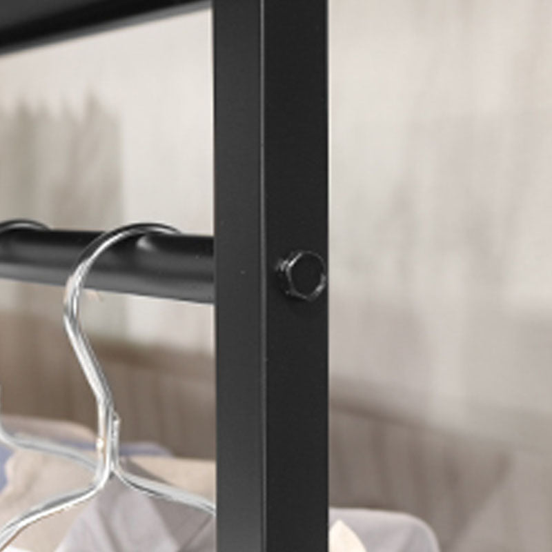 Modern Entryway Kit Hanging Rail and 3 Side Storage Shelves Coat Hanger