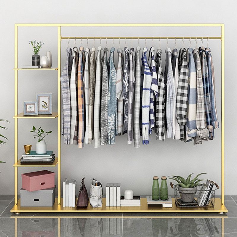 Modern Entryway Kit Hanging Rail and 3 Side Storage Shelves Coat Hanger