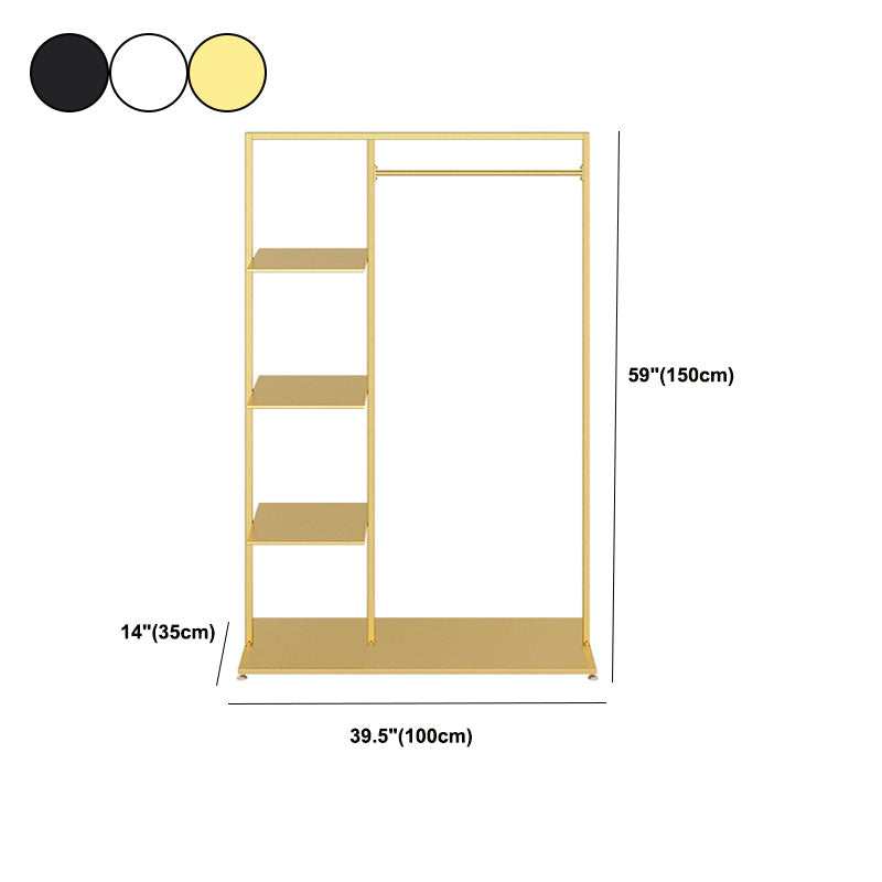 Modern Entryway Kit Hanging Rail and 3 Side Storage Shelves Coat Hanger