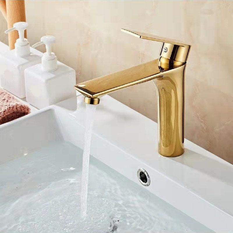 Modern Style Vessel Sink Faucet Lever Handle Copper Low Arc Vessel Faucet
