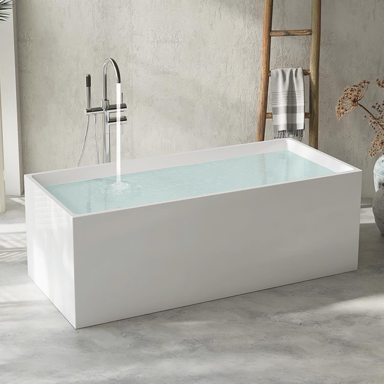 Modern Rectangular Tub Acrylic  Freestanding Bathtub for Home