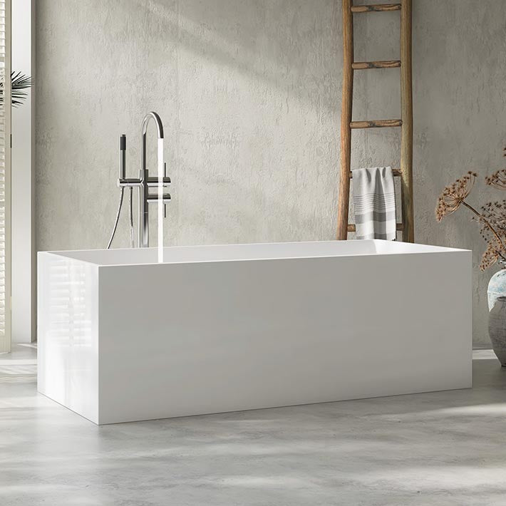 Modern Rectangular Tub Acrylic  Freestanding Bathtub for Home