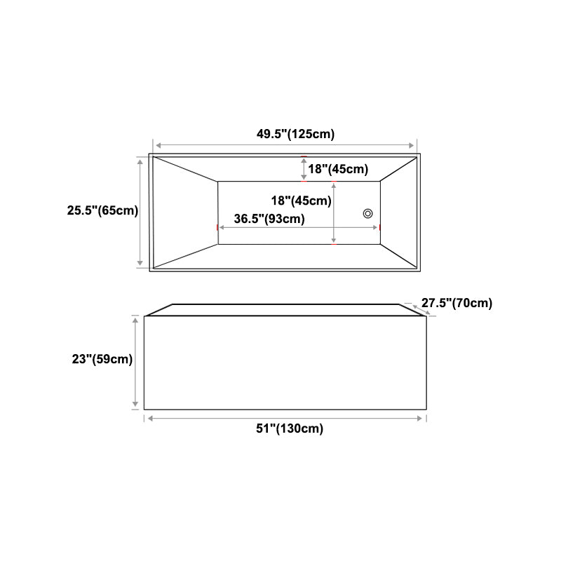 Modern Rectangular Tub Acrylic  Freestanding Bathtub for Home