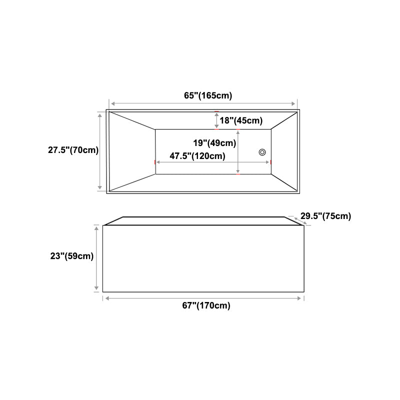 Modern Rectangular Tub Acrylic  Freestanding Bathtub for Home